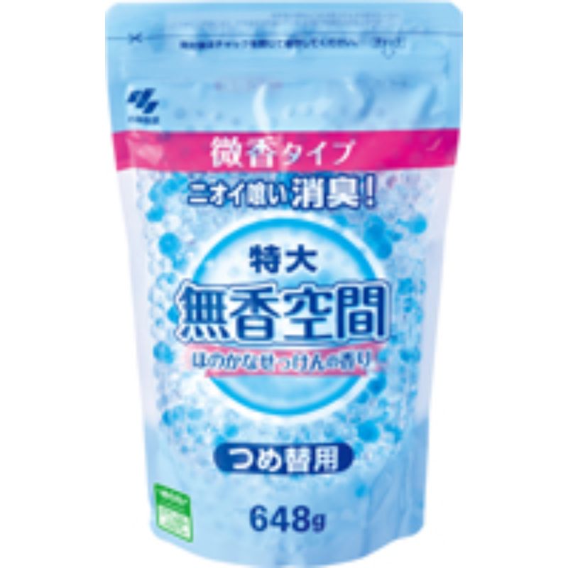 消臭剤 無香空間特大ほのかなせっけん詰替用 648g 小林製薬