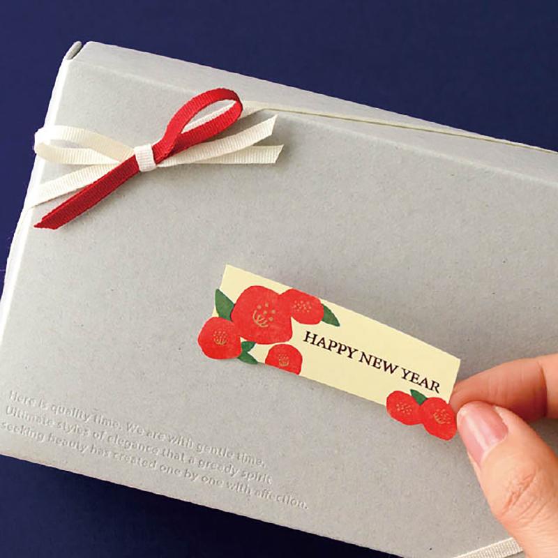 ギフト資材 NY-3S ハッピーニューイヤーシール-3/つばき(60枚) ヘッズ