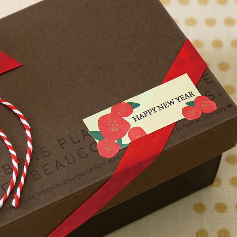 ギフト資材 NY-3S ハッピーニューイヤーシール-3/つばき(60枚) ヘッズ