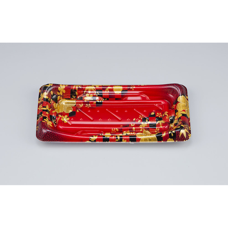 寿司容器 SFうま皿14 花雅赤 本体 シーピー化成