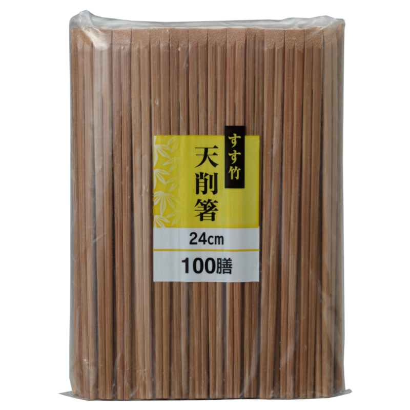 割箸 すす竹天削箸24cm 100膳ポリ入 大和物産