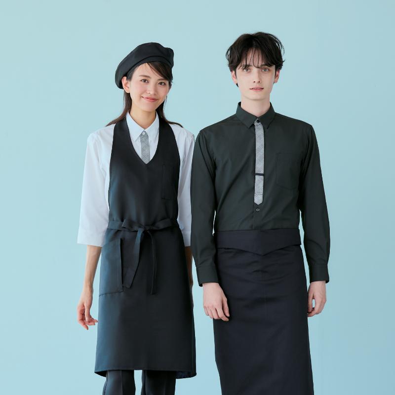 ストレッチシャツ シャツ 兼用 長袖 白/グレー S 住商モンブラン