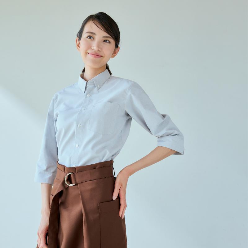 七分袖シャツ シャツ 兼用 7分袖 サックス SS 住商モンブラン