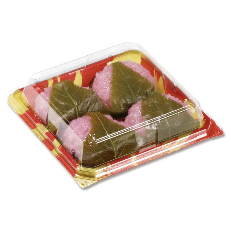 和菓子容器 和菓子4個流れ筆金(赤) デンカポリマー