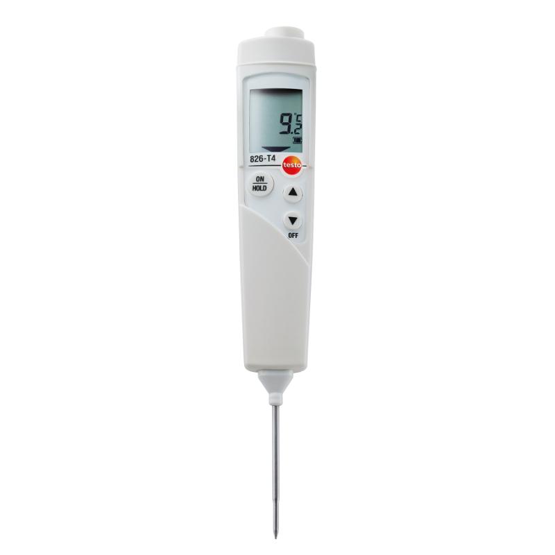 調理小物 testo 826-T4 中心温度センサ付き放射温度計 (TopSafeプロテクタ・壁掛け/ベルトホルダー・プローブ保護キャップ・冷凍食品用穴あけドリル付) テストー