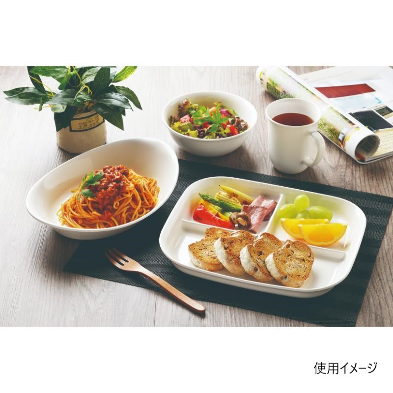 メラミン食器 あつかいやすい仕切付スクエアプレート(ホワイト) パール金属