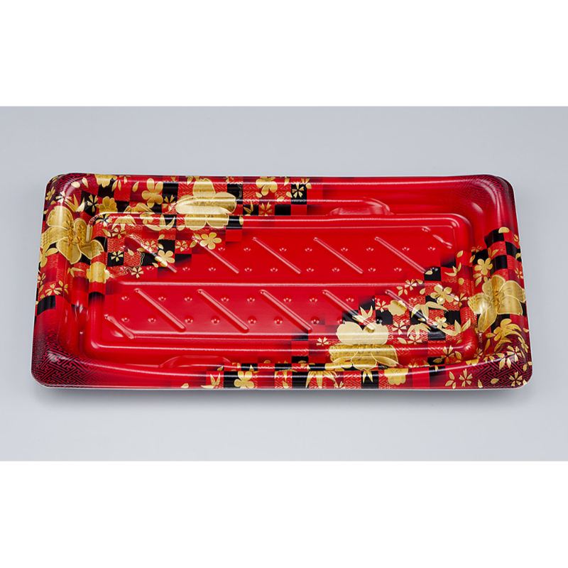 寿司容器 SFうま皿26 花雅赤 本体 シーピー化成