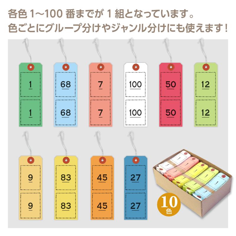 提札 25-1196 ペーパークロークチケット 1000枚入(1～100×10色) ササガワ