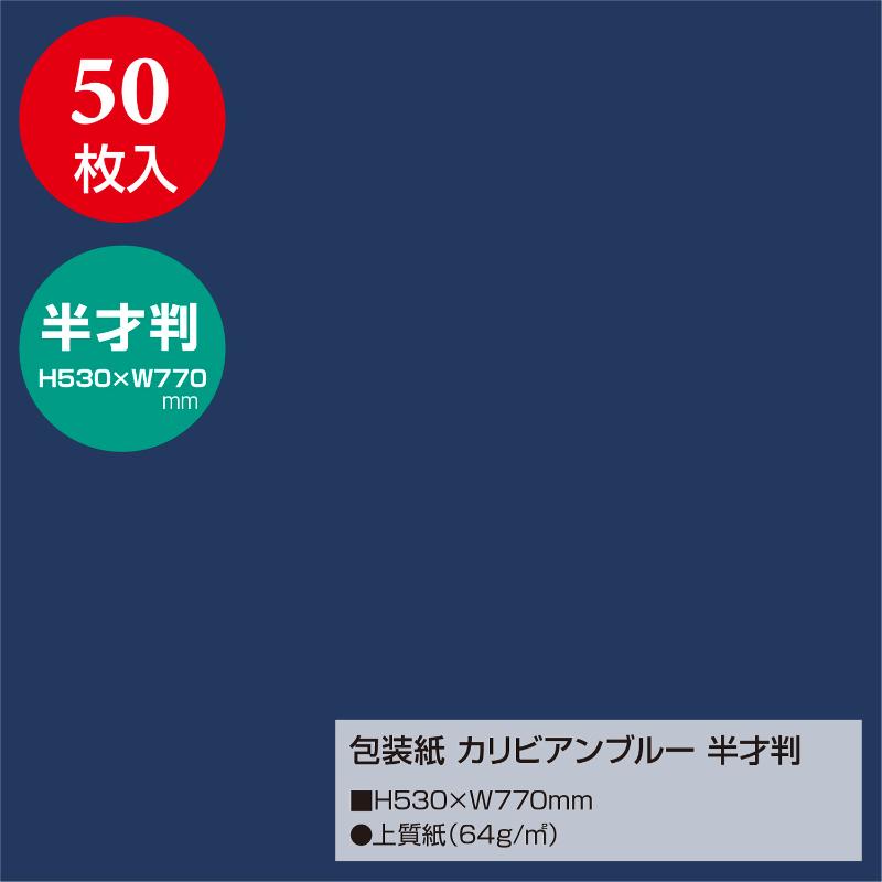 ギフト資材 49-1217 包装紙 カリビアンブルー 半才判 50枚入 ササガワ