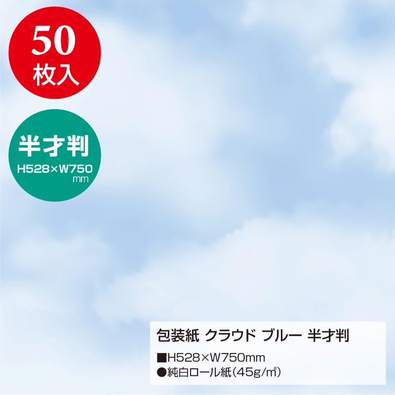 ギフト資材 49-1812 包装紙 クラウド ブルー 半才判 50枚入 ササガワ