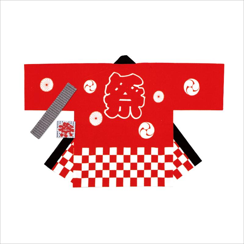 イベントグッズ 40-3117 祭袢天 市松赤 大人 Lサイズ ササガワ