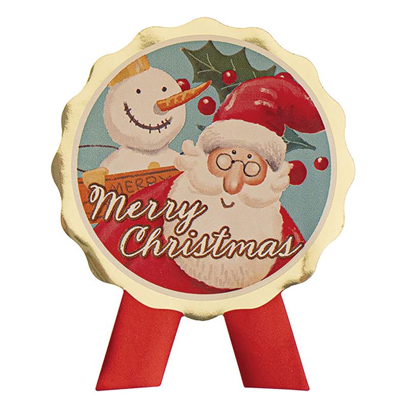 ギフト資材 XPL-1S 愉快なクリスマスリボン型シール-1(100枚) ヘッズ