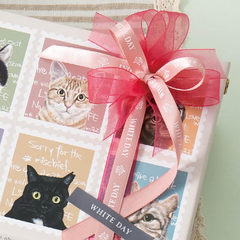 ギフト資材 WD-STR1 ホワイトデイサテンリボン-1(1巻) ヘッズ