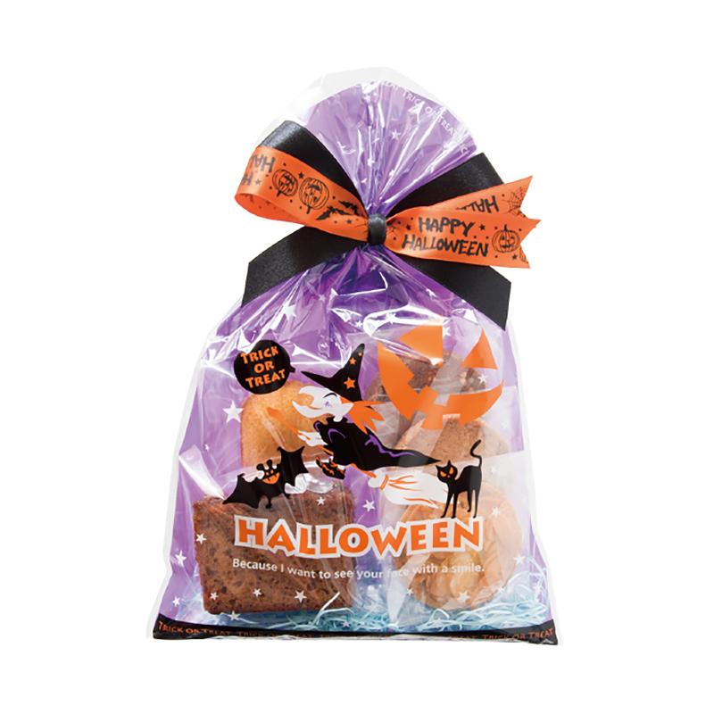 ギフト資材 HWA-R1 アメリカンハロウィンプリントサテンリボン-1(1巻) ヘッズ