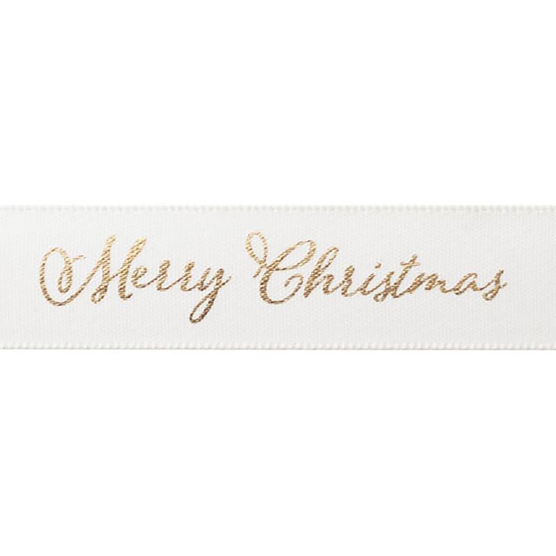 ギフト資材 XME-R3 クリスマスエレガントプリントサテンリボン/ホワイト-3(1巻) ヘッズ