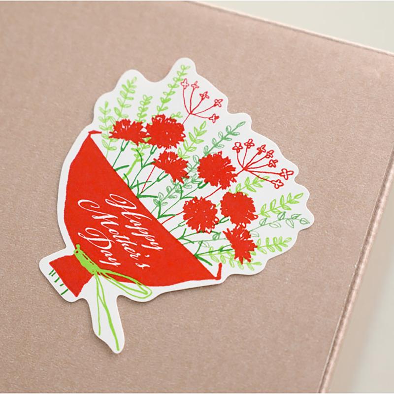 ギフト資材 MA-36S 母の日シール-36/カーネーションブーケ(100枚) ヘッズ