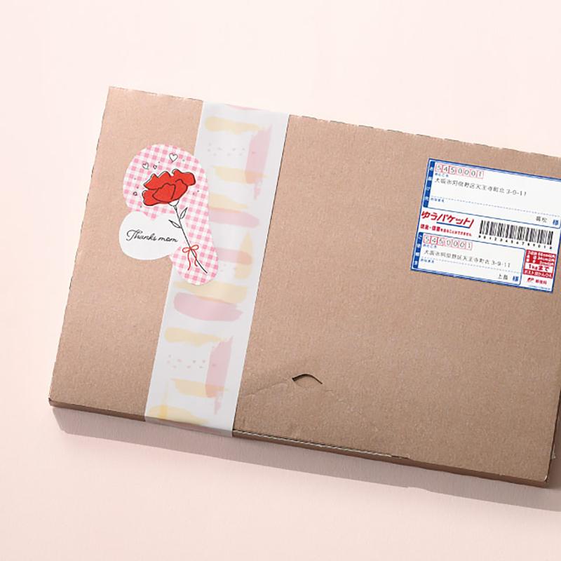 ギフト資材 MA-41S 母の日シール-41/ギンガムチェック(50枚) ヘッズ