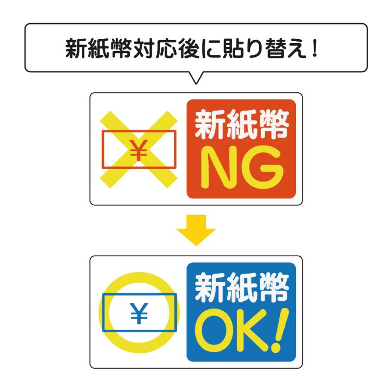 看板 ピタロングステッカー 新紙幣 対応・非対応 A4 24面 ヒサゴ