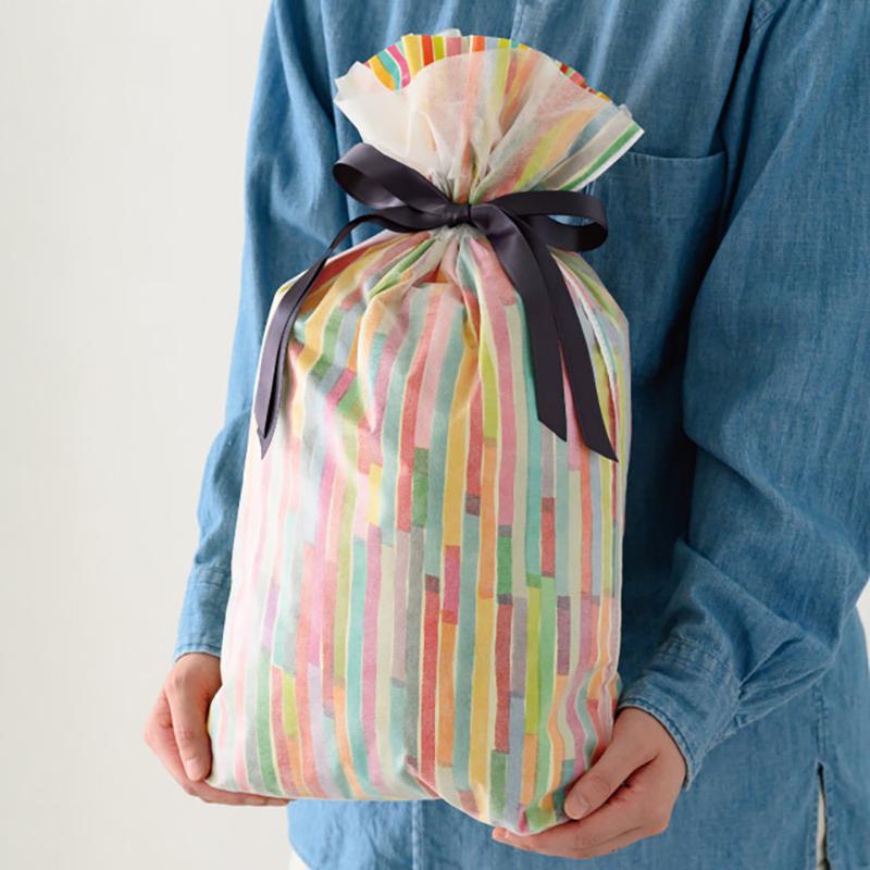 ラッピング用品 COA-RBM カラフルアートリボン付バッグ-M(20枚) ヘッズ