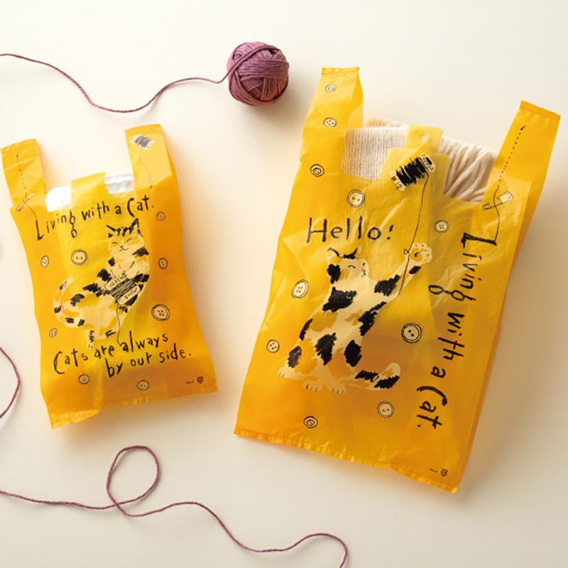 レジ袋 REC-M のんびりネコレジバッグ-M(100枚) ヘッズ