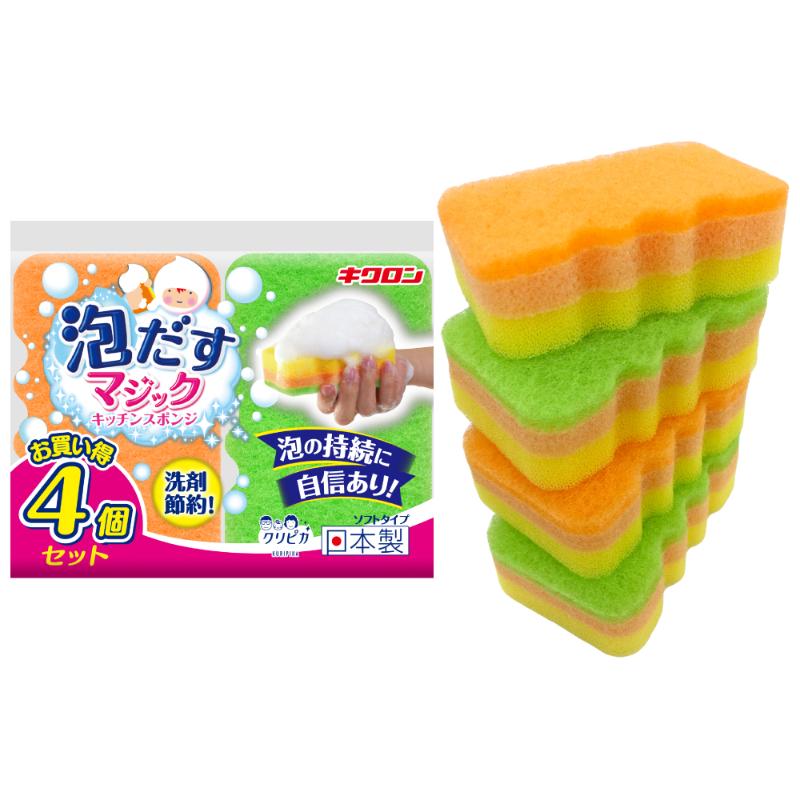 衛生資材 クリピカ 泡だすスポンジ4P キクロン