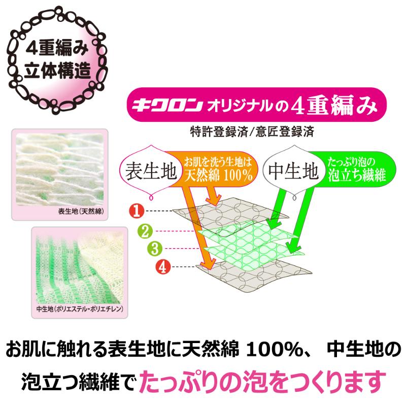 衛生資材 あわあみ ボディタオル泡綿しっかり みどり キクロン