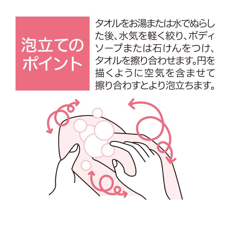 衛生資材 あわざわり ボディタオル好感 ピーチピンク キクロン