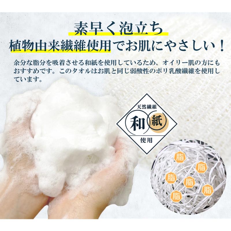 衛生資材 エコロジーニ さっぱり洗えるボディタオル 天然抗菌 キクロン