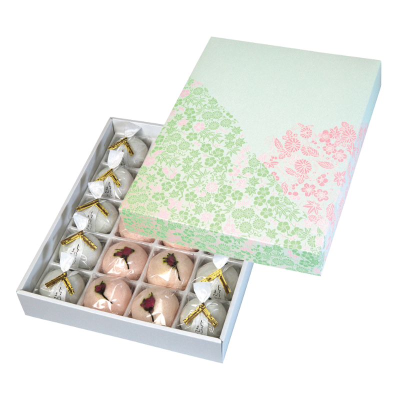 和菓子容器 花柄20ヶ入 トレー付 ヤマニパッケージ