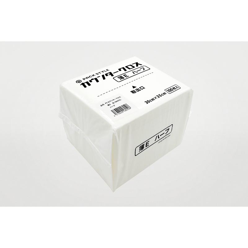 衛生用品 PSカウンタークロス薄E 白 ハーフ パックスタイル