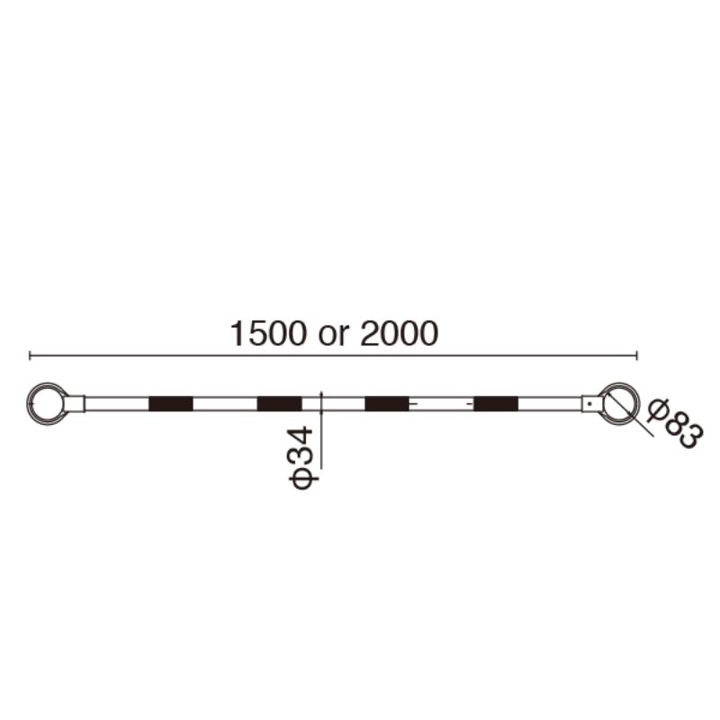 安全保安用品 コーンバー(小) 2m レッド/ホワイト φ34 友屋