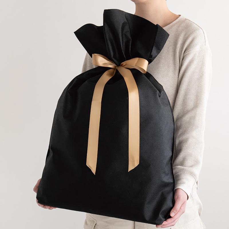 ラッピング用品 SFK-RBL 不織布リボン付ギフトバッグ-L/ブラック(10枚) ヘッズ