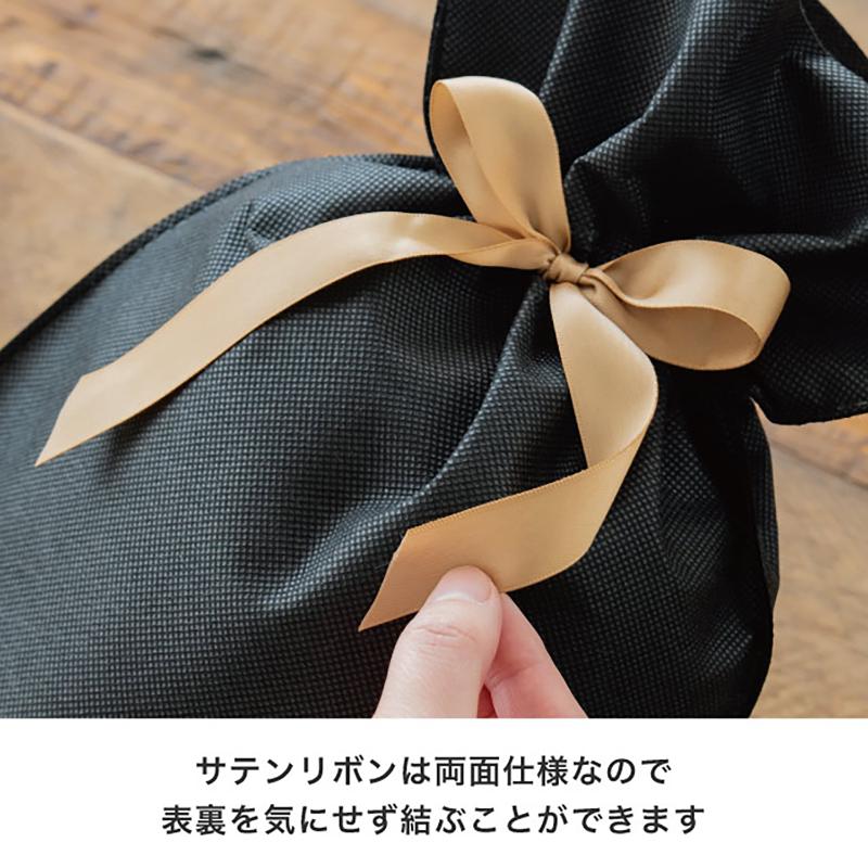 ラッピング用品 SFK-RBL 不織布リボン付ギフトバッグ-L/ブラック(10枚) ヘッズ