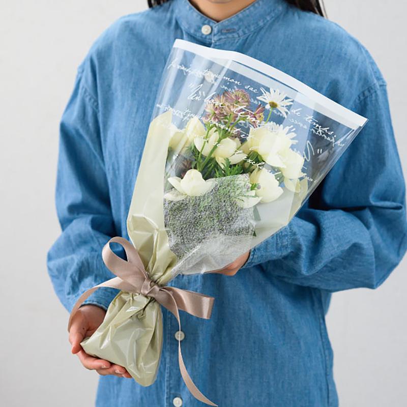ラッピング用品 WLB-BOP1 ホワイトラインブーケOPPバッグ-1/ベージュ(50枚) ヘッズ
