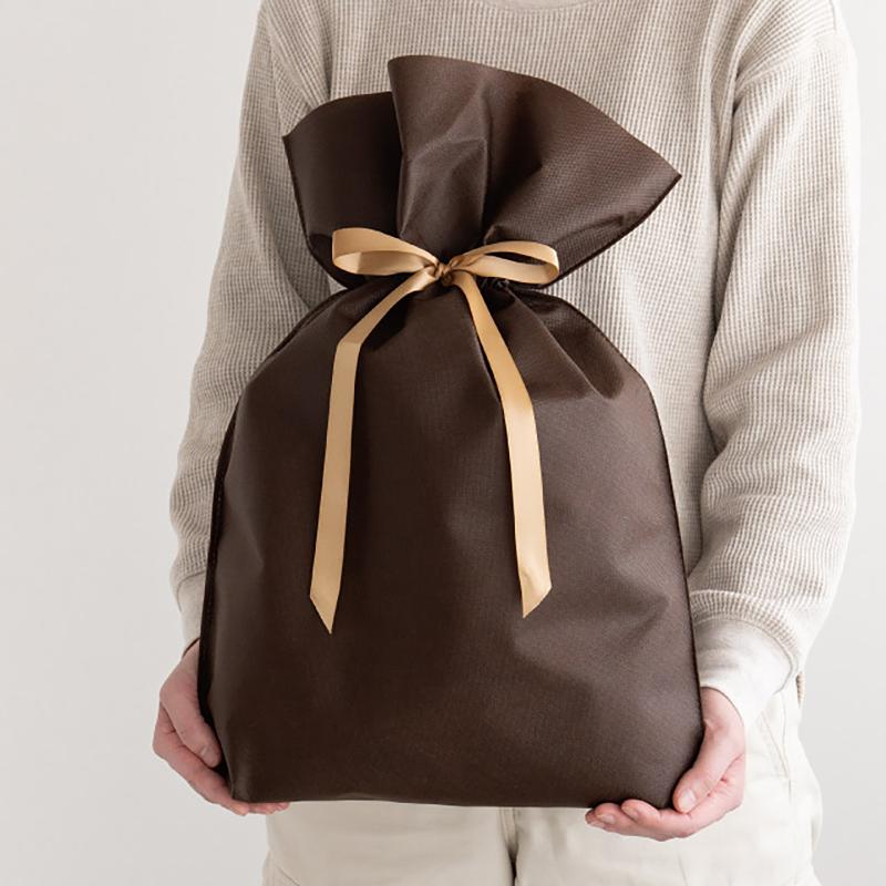 ラッピング用品 SFB-RBM 不織布リボン付ギフトバッグ-M/ブラウン(10枚) ヘッズ