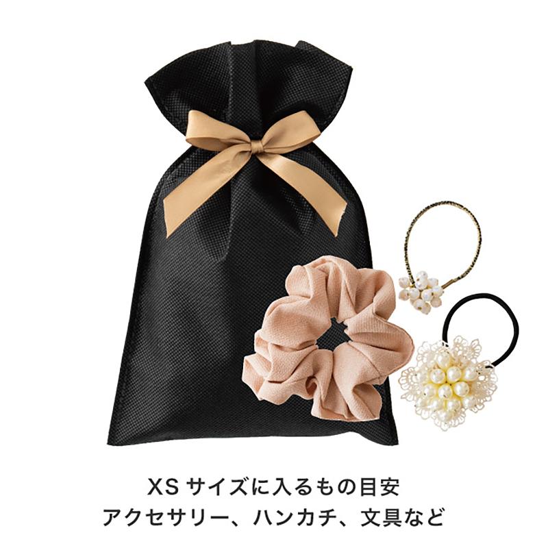 ラッピング用品 SFK-RBXS 不織布リボン付ギフトバッグ-XS/ブラック(10枚) ヘッズ