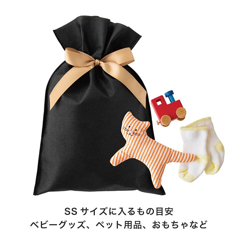 ラッピング用品 SFK-RBSS 不織布リボン付ギフトバッグ-SS/ブラック(10枚) ヘッズ
