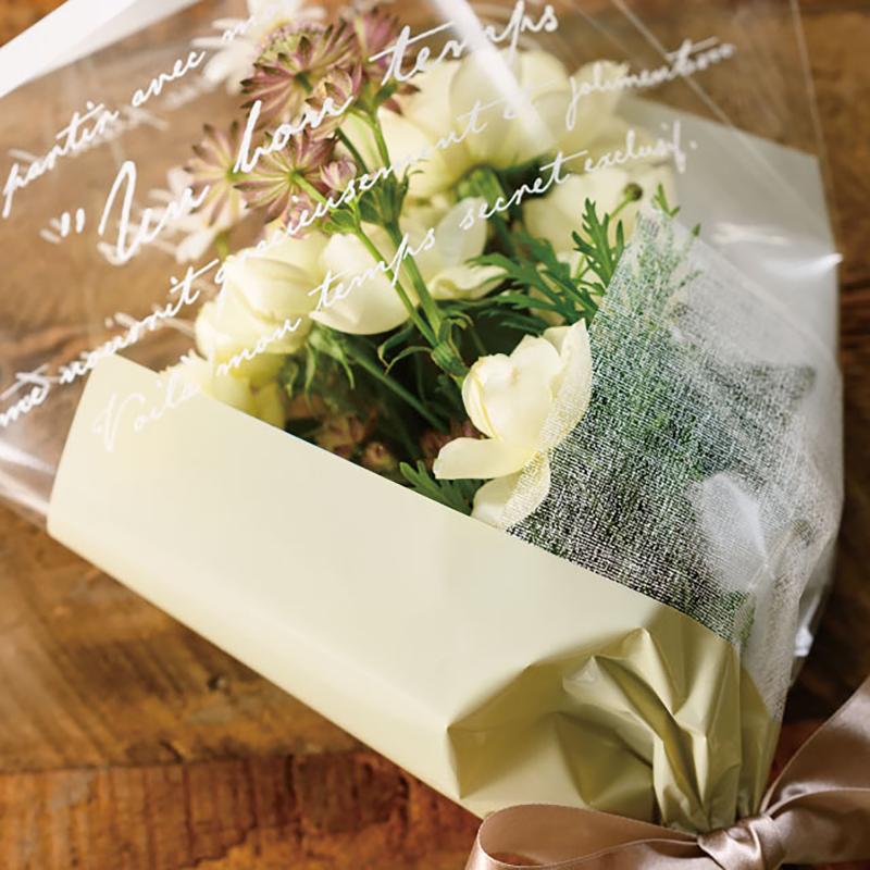 ラッピング用品 WLB-BOP2 ホワイトラインブーケOPPバッグ-2/ベージュ(50枚) ヘッズ