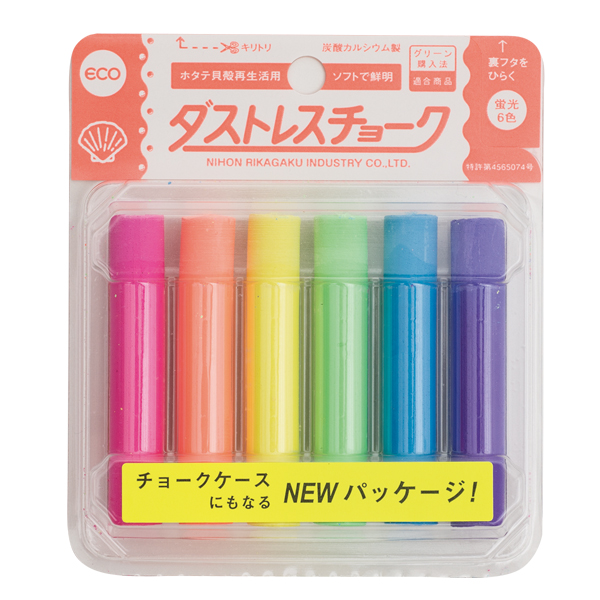 売場備品 ダストレスチョーク 6本パック 蛍光色(6色) 友屋