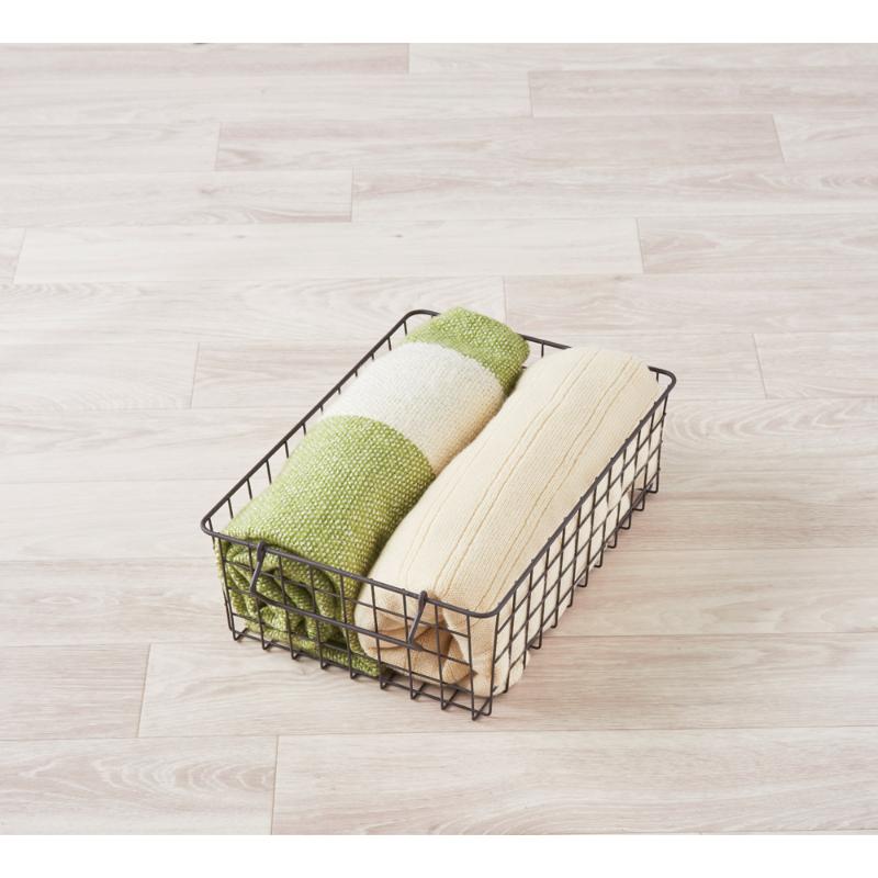 売場備品 スタッキングワイヤーバスケットL ブラウン パール金属