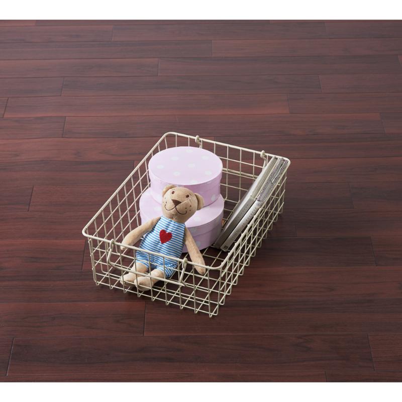 売場備品 スタッキングワイヤーバスケットL サンドホワイト パール金属