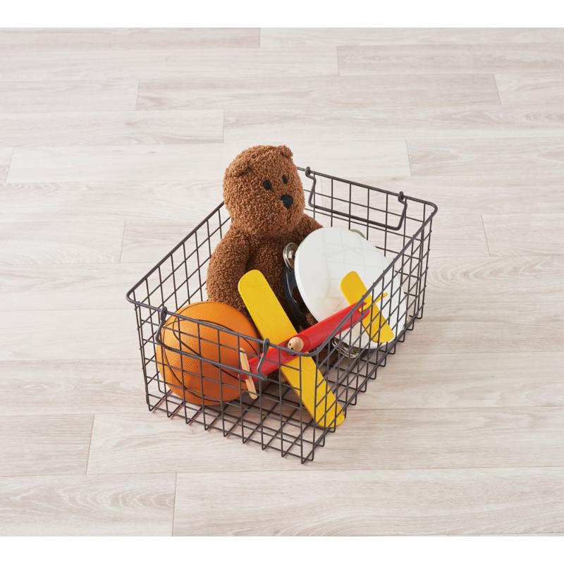 売場備品 スタッキングワイヤーバスケットLL ブラウン パール金属