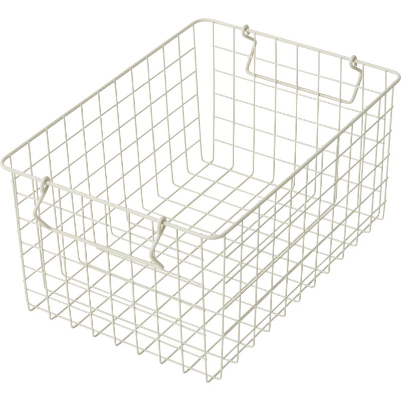 売場備品 スタッキングワイヤーバスケットLL サンドホワイト パール金属