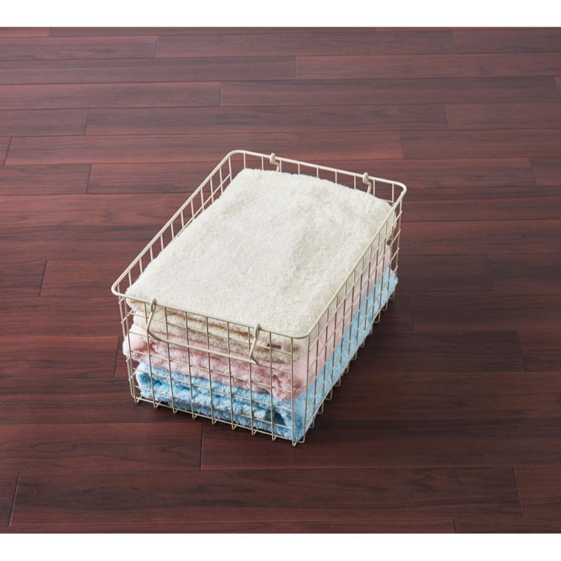 売場備品 スタッキングワイヤーバスケットLL サンドホワイト パール金属