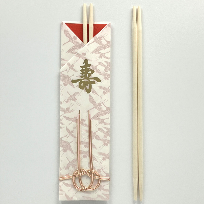 割箸 祝箸 白楊 パールピンク千羽鶴3膳揃 マスキ