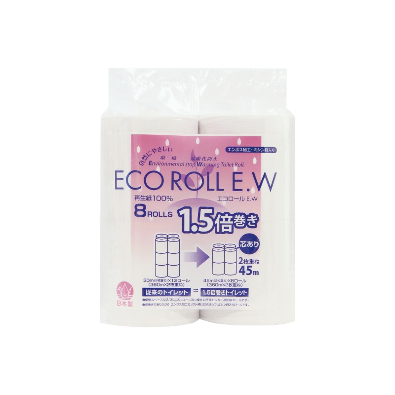 トイレットペーパー W ECOROLL E.W 45m 8R 太洋紙業