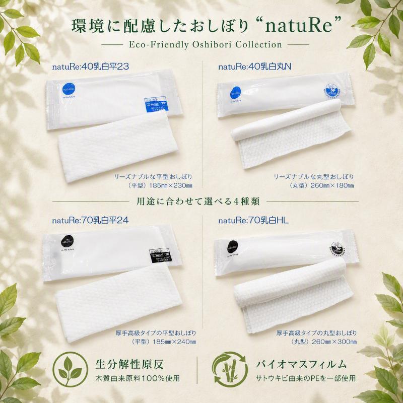 不織布おしぼり natuRe:70乳白HL 日本ラインファースト