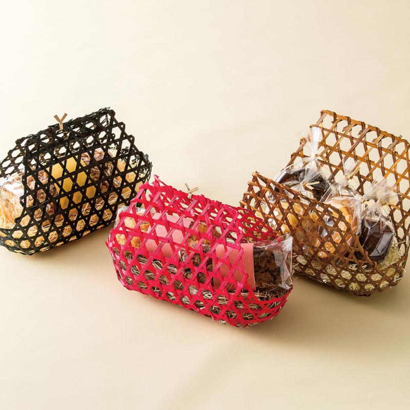 竹かご 六ツ目包みかご 特小(黒) 萬洋
