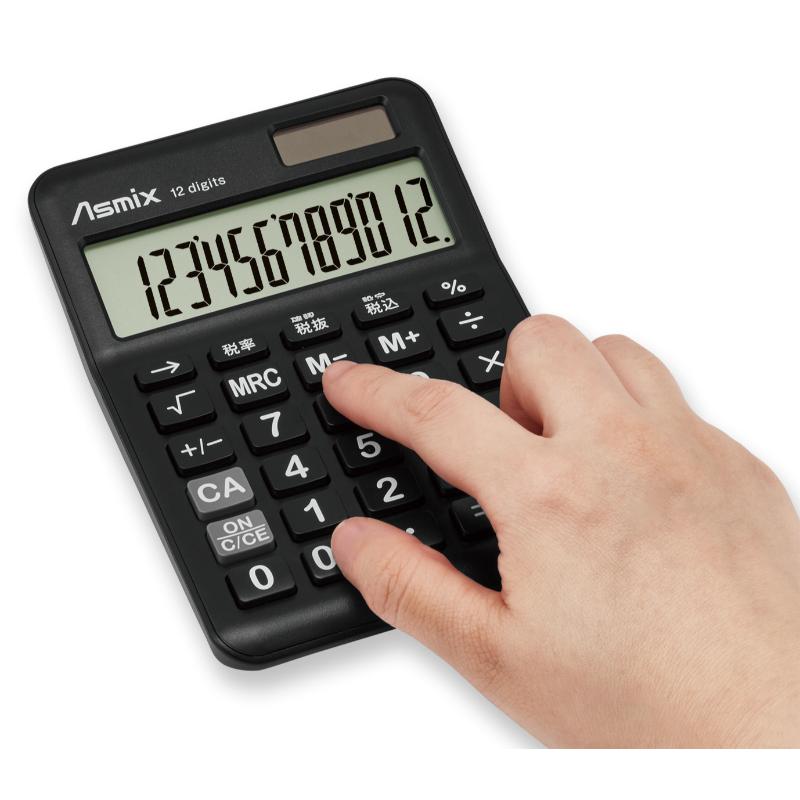 電卓 抗菌タッチ電卓 ブラック アスカ