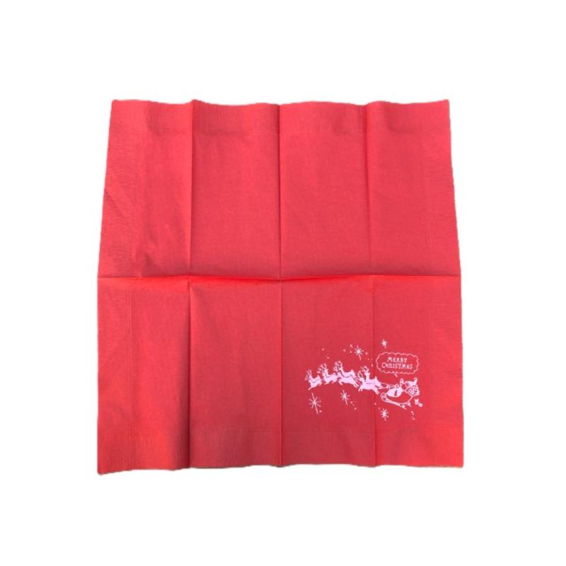 店舗資材 2P8ツ折り クリスマスナプキン LUC-28 X'mas2 イタリアンレッド オリエンタル紙業